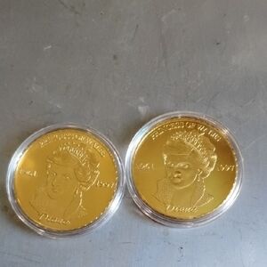Golden Etched Princess of Wales Commemorative Coin Pair(Mint Cased)